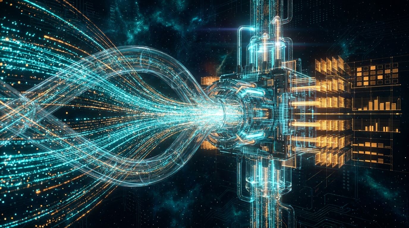 Glowing data pipeline visualisation